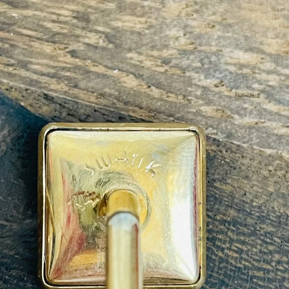 Vintage Swank Abalone Mother of Pearl MAP Shell Gold Tone Cuff Links